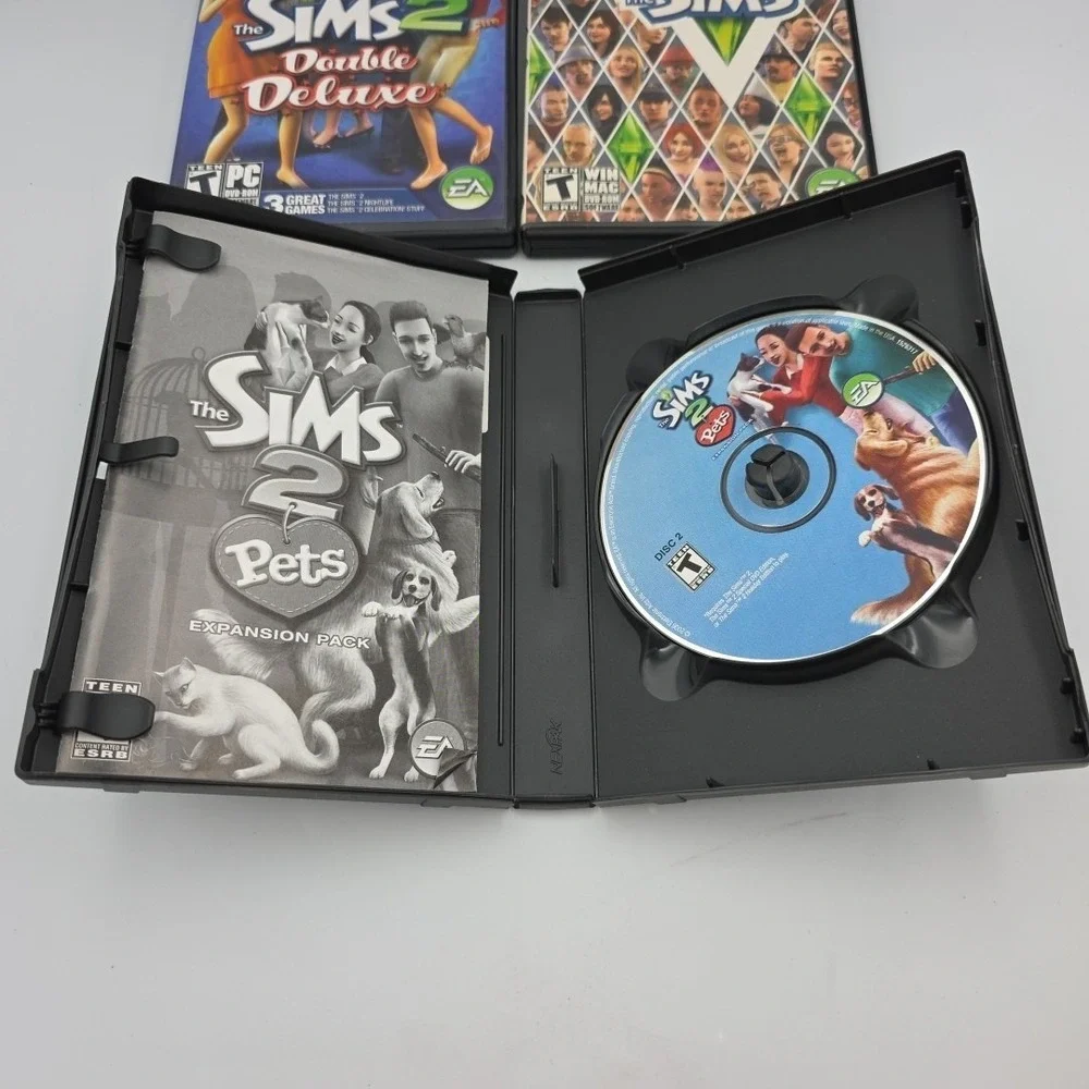The Sims 2 Double Deluxe,Pets,& Sims 3 PC Gams Lot Of 3 Complete Windows